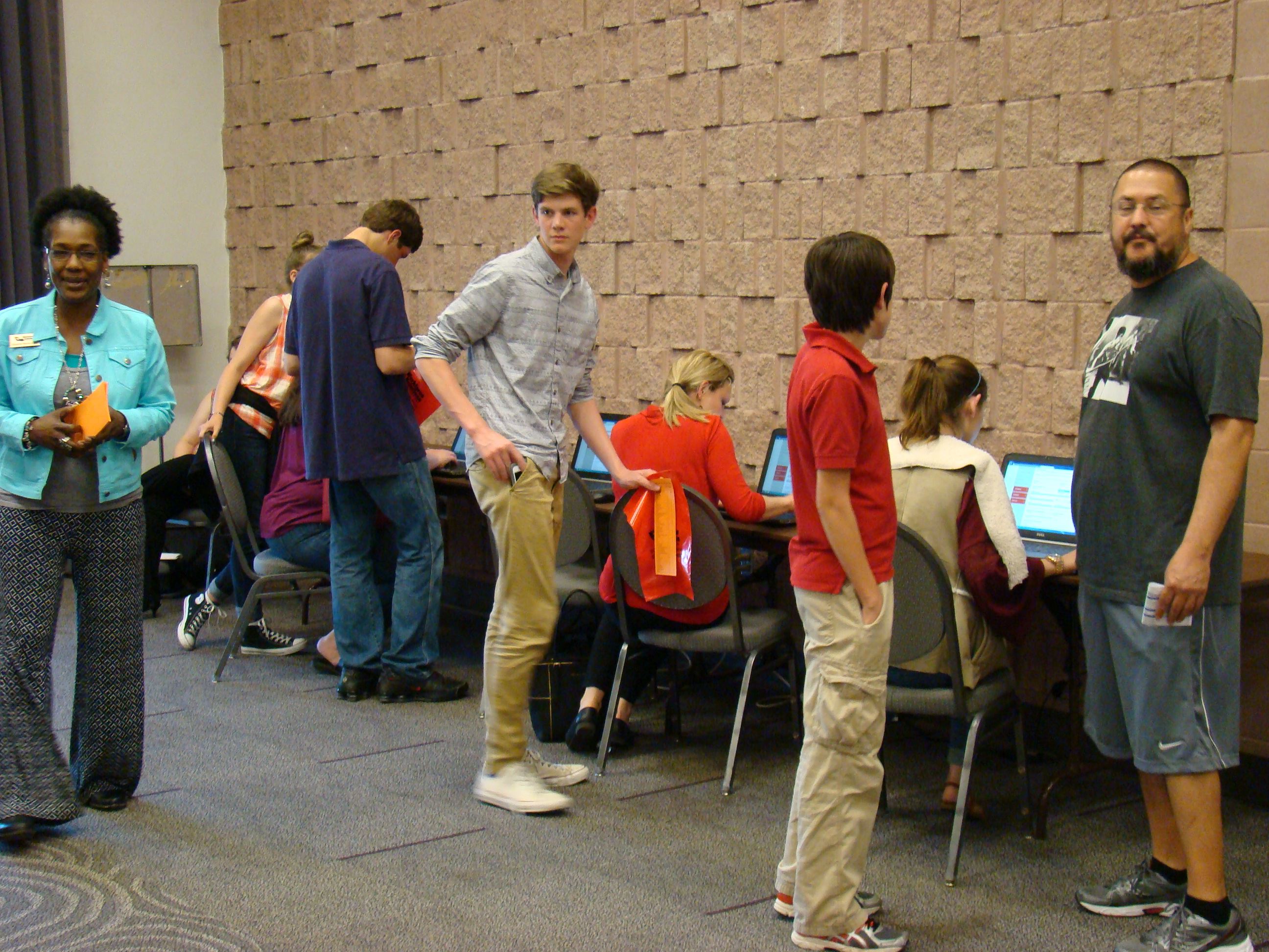 Attendees on computers